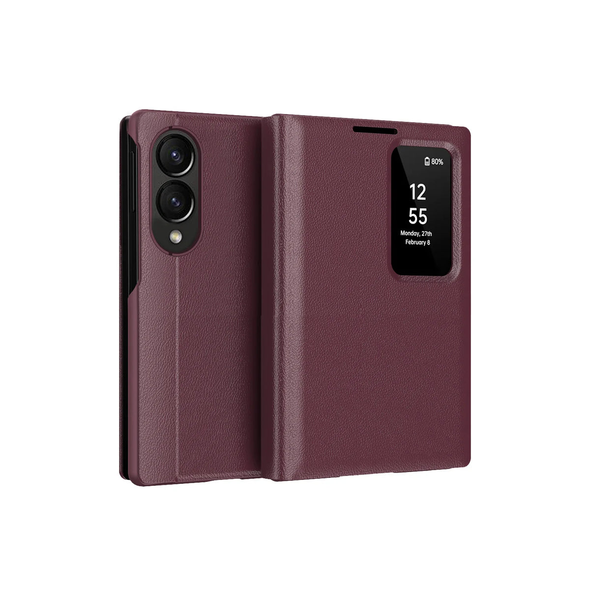 Luxury Leather Wallet Card Slot Smart View Case for Samsung Galaxy Z Fold 8 Fold8 Wide Flip-Free Answering Wake Up Flip Cover