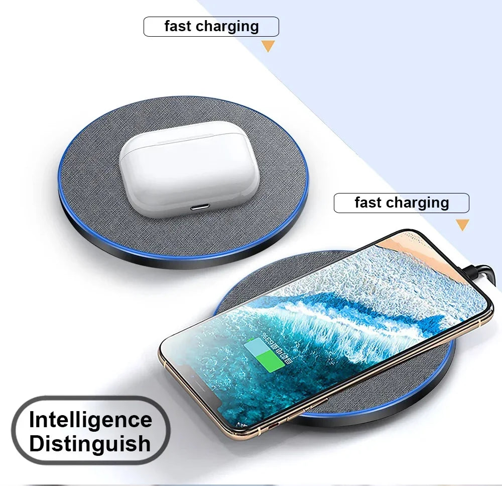 Ultra-Thin Fast Wireless Charger Pad for Samsung Galaxy S25 iPhone 17 16 15 14 13 Pro Max Wireless Induction Charging Station