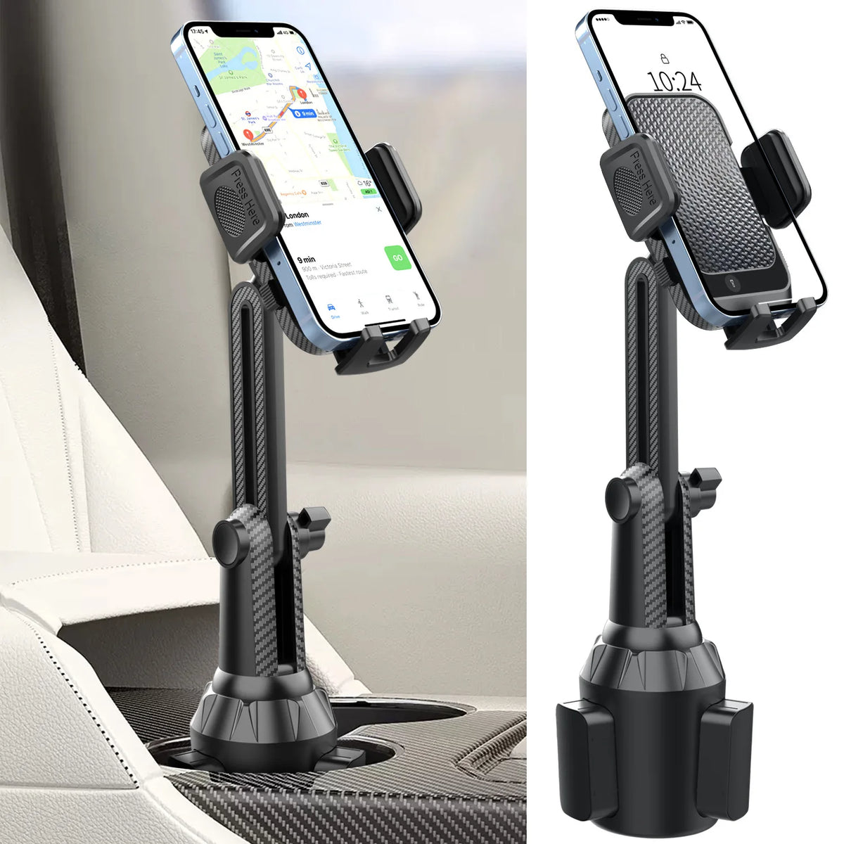 Car Cup Holder Phone Mount Universal for Car, Adjustable Stable Cell Phone Holder 360° Rotation Stand Fits 4-7 Inch Smartphones