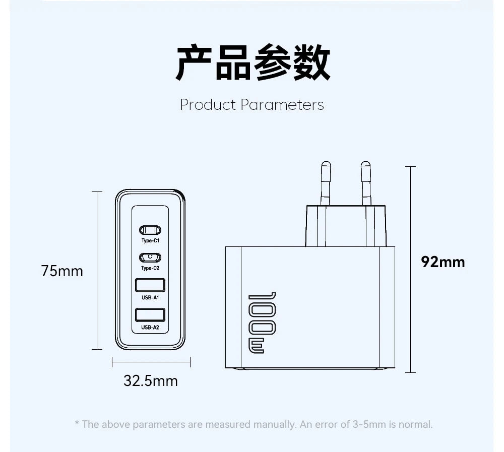 Essager 100W USB Type C Charger 65W PD Quick Charge4.0 3.0 Type-C Fast Charging For iPhone 14 13 12 Xiaomi Macbook 13 Pro Laptop