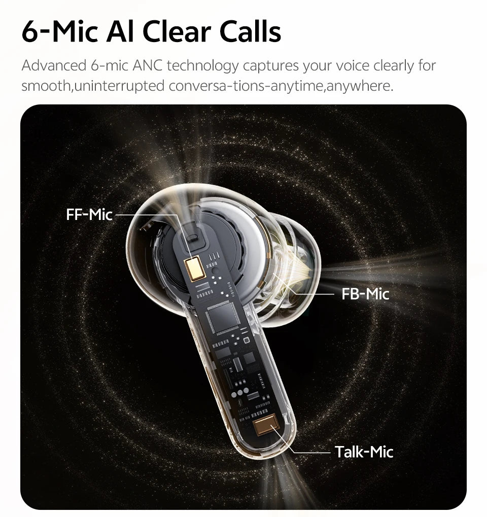 QCY Melobuds N20 BH25HT20A Wireless Bluetooth 6.0 Earphone -50dB Adaptive ANC 13mm Drivers Headsets 6 Mics HD Calls Earbud 40Hrs