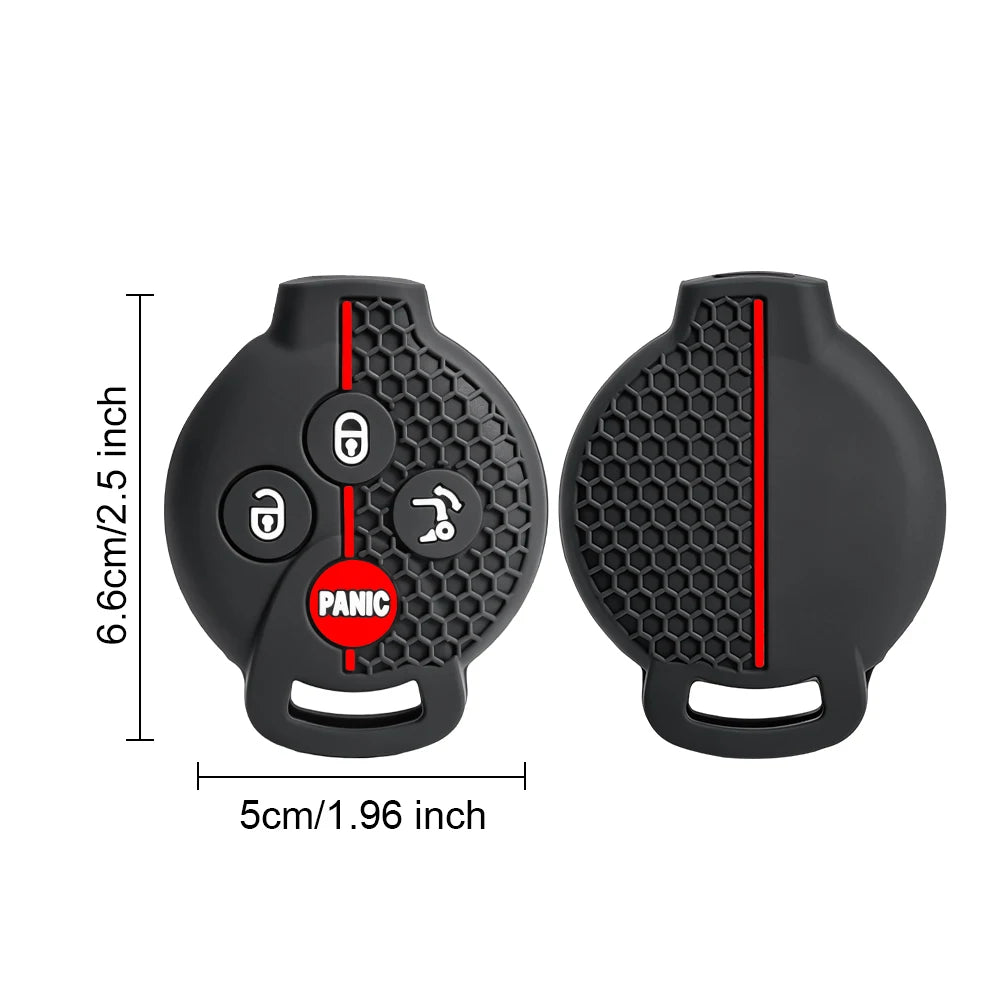 Ergonomic Silicone Key Case With Keychain, Honeycomb Protector For Smart Fortwo 450 Cabrio Roadster City Coupe Brabus 451