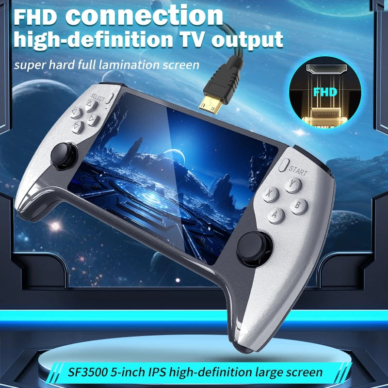 SF3500 Retro Handheld Video Game Console Linux System 5.0 Inch 854*480 IPS Screen 3000mAh Portable Pocket Video Games Player