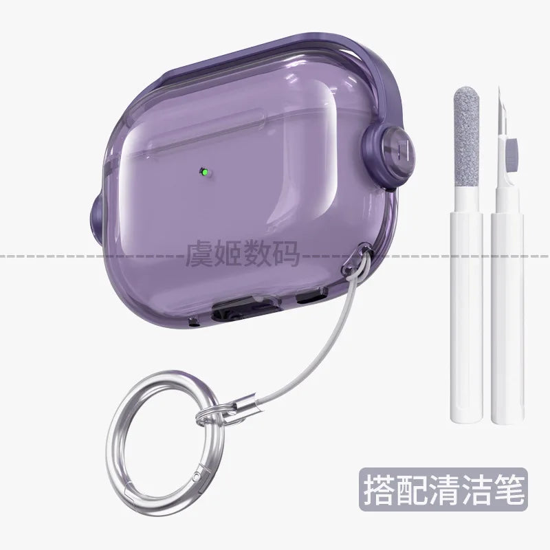 For AirPods Pro3 2 Pink Clear Case Cute Music Stand Holder Silicone Soft TPU Protective Earphone Cover For Airpods 5 4 2 3 case