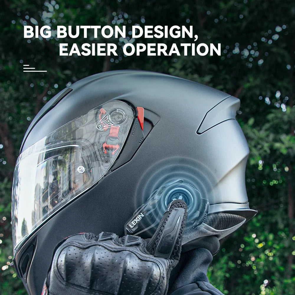 Lexin G2P Motorcycle Blutooth Intercom Helmet Bluetooth Headsets,Handsfree Communicator Up to 6 Riders Interphone with FM Radio