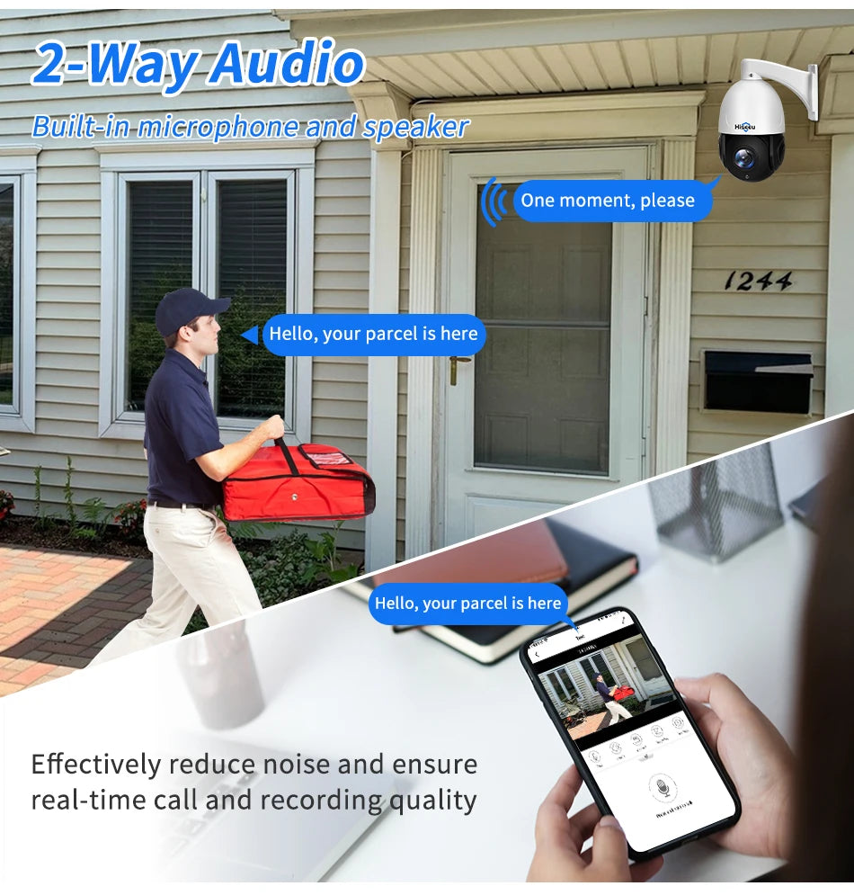 Hiseeu 8MP PTZ POE Camera 30X Optical Zoom Outdoor 2-Way Audio Color Night Vision Street Surveillance IP Camera IP66 Waterproof