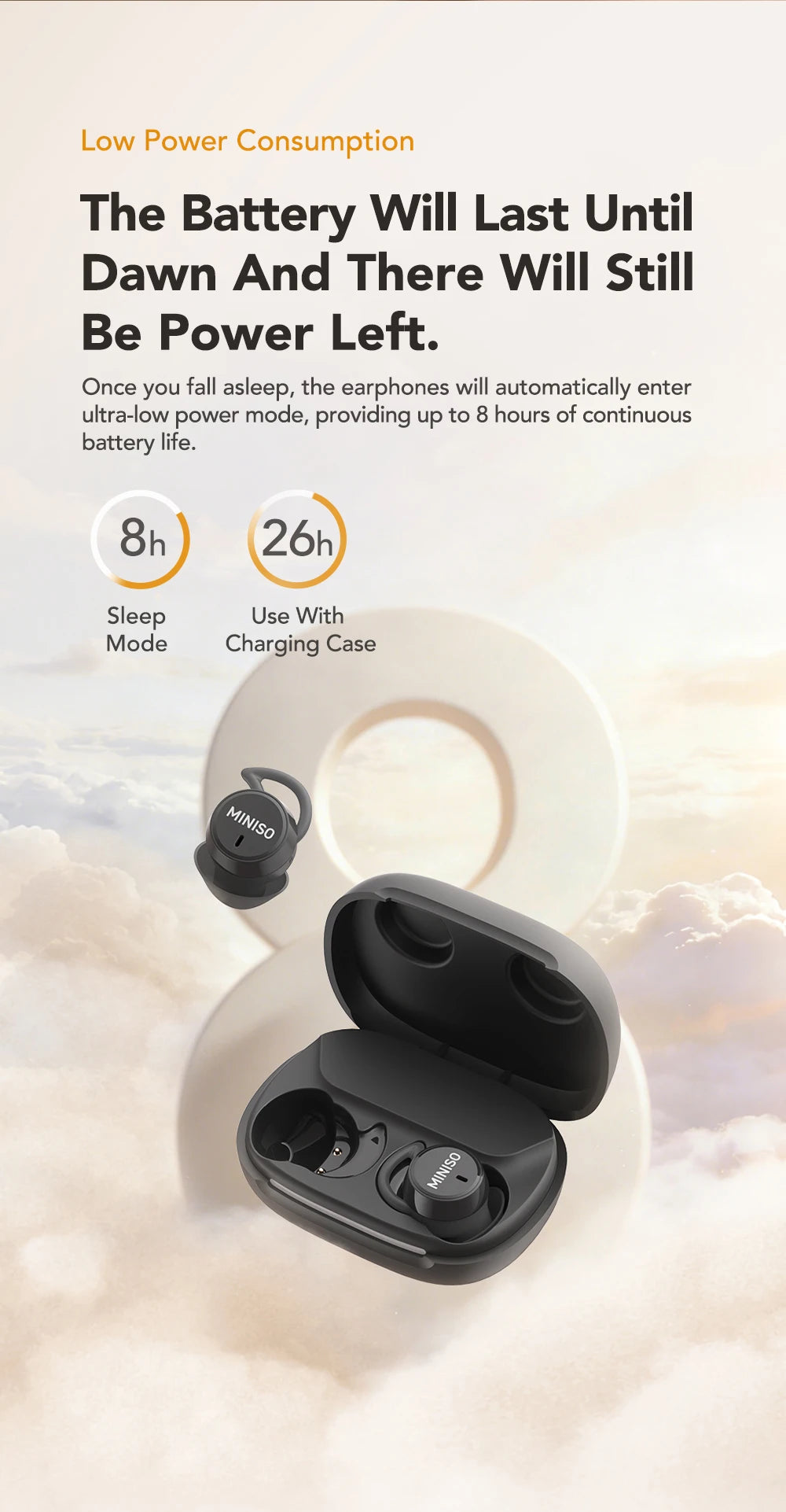 MINISO MS217 Sleep Aid Headphones Bluetooth Earphone AI Translation Earbuds In-Ear Wireless Headphones Sleep Friendly
