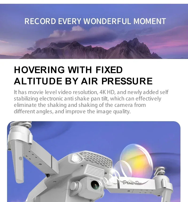 2026 New E88 Pro RC Drone 4K 1080P Wide Angle Dual HD Camera Foldable Quadcopter WiFi FPV Altitude Hold