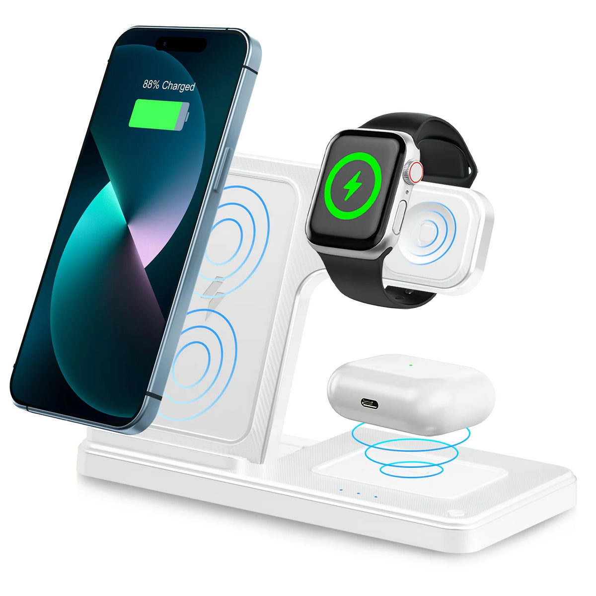 3 In 1 Magnetic Wireless Charger Stand 15W Fast Charging Dock Station Multiple Devices for iPhone 15 14 13 8 Apple Watch Airpods