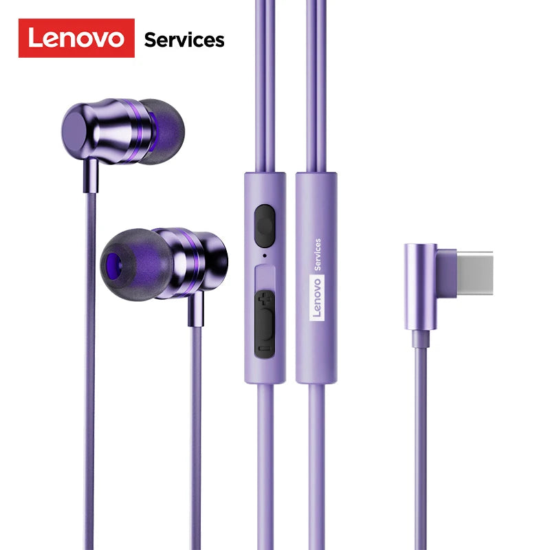 Lenovo YF38 Wired Earphones Type-C/3.5mm Gaming Headphones HiFi-level Dynamic Sound Ultra-low Latency Earbuds W Mic Tangle-Free