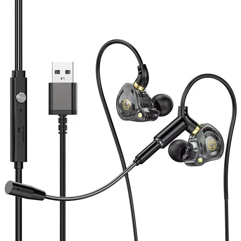 KCKZ Dual Microphone Type-C Phone USB Computer Delta Gaming Earphones Wired Dual Plug Earphones