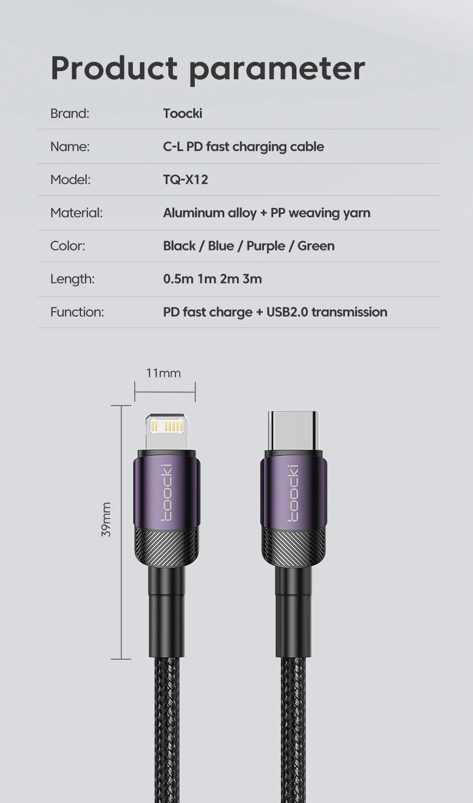 Toocki PD 20W USB C To Lightning Cable For iPhone 14 13 12 11 Pro XS 8 Type C To Lightning Cable Data Wire Fast Charging Cable