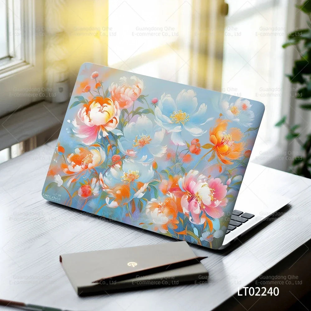 2 PCS Removable Flower Stickers for Laptop PVC Aesthetic Decals Self-Adhesive Peel Off No Residue Tablet Skin MacBook Skin
