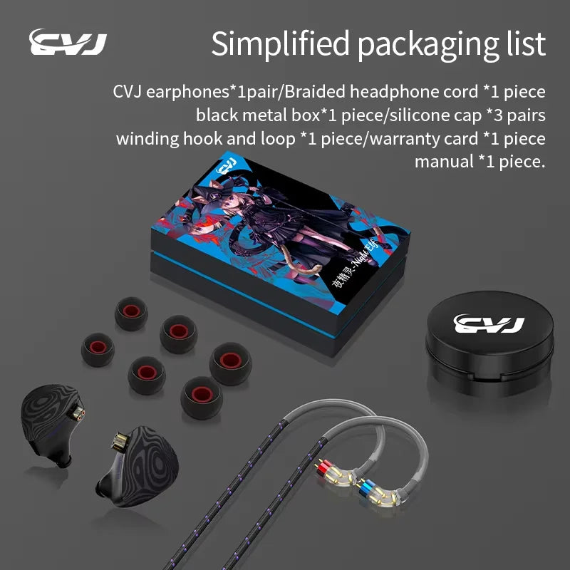 CVJ Night Elf IN Ear Monitors Earphones DLC 3DD Dual-Channel Three-unit HIFI IEM With QDC Silver-Plated Cable 3.5mm Metal Plug