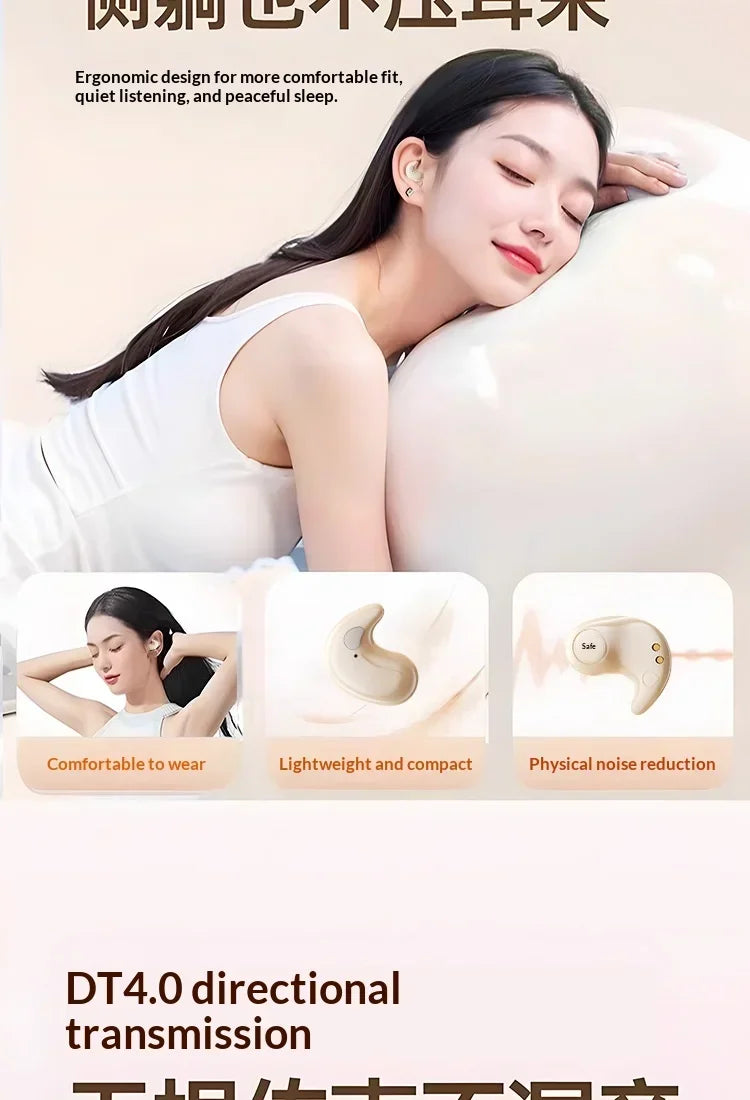 Wireless In-Ear Bluetooth 5.3 Earphones High Sleepy Quality Wireless Earbuds with Long Battery Life Mini Digital Display Video