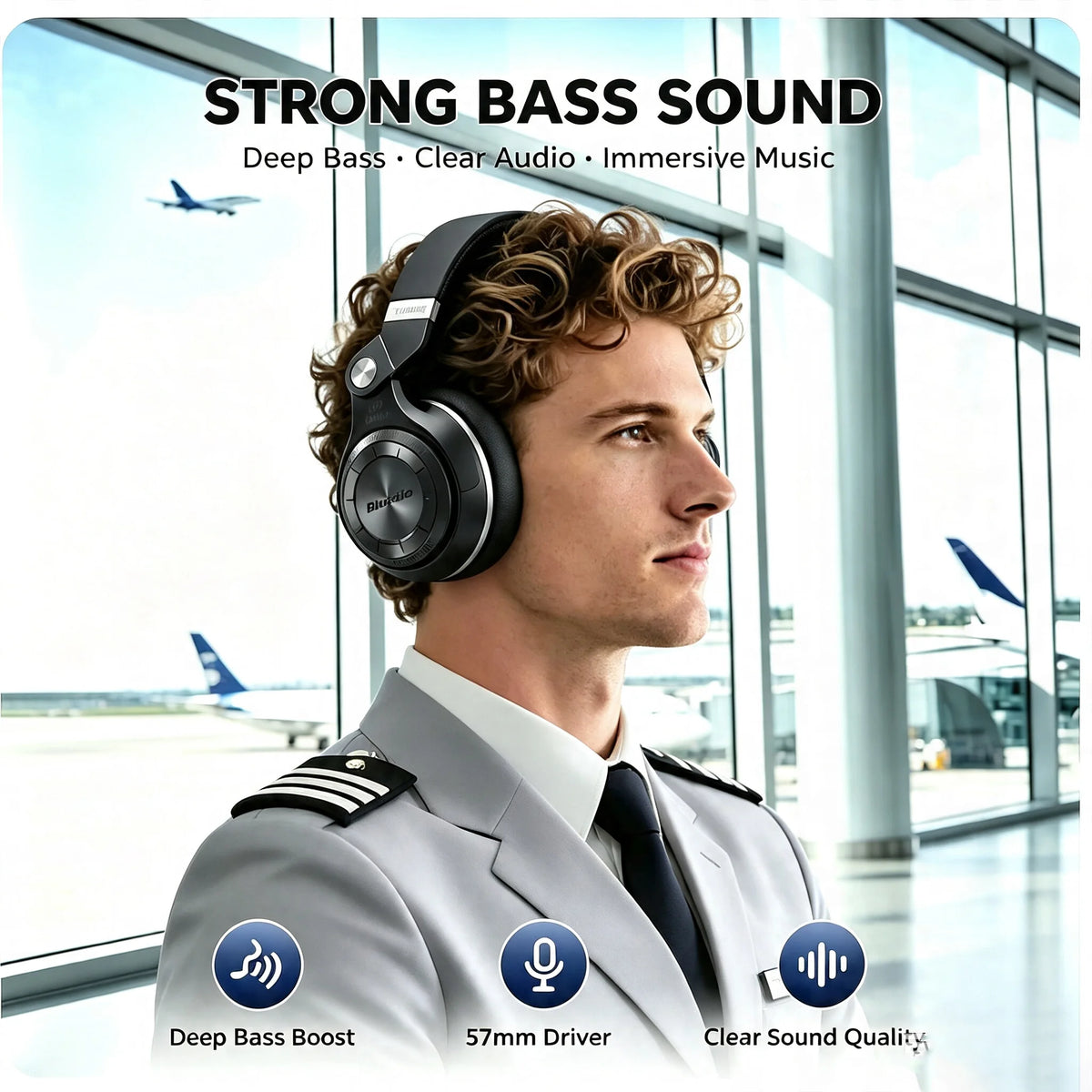 Bluedio Wireless Headphone with Mic Super Bass Over-Ear Headphones Bluetooth 57mm Driver Wireless/3.5mm Cable Foldable Headsets
