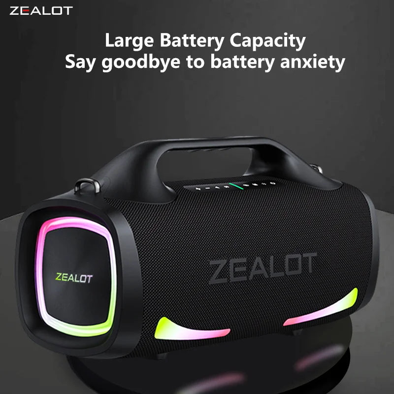 Zealot S79 100W Wireless Speaker, Portable Subwoofer Speaker, Hi-Fi Sound Quality, Dual Pairing, Fast Charging, 24000mAh.