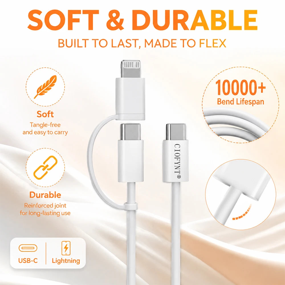 CIOFYNT USB-C to Lightning Cable, 1M 60W PD Fast Charging Nylon Braided Cord for iPhone 14/13/12/11