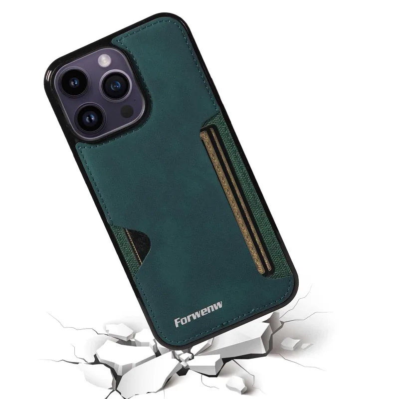 Retro Card Holder Phone Case for iPhone 18 17 16 15 14 13 12 11 Pro Max 17E Air XS XR SE 7 8 Plus Busines Wallet Leather Cover