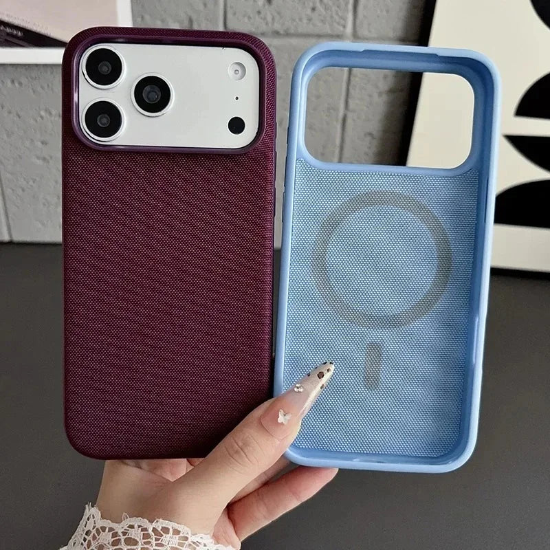 Luxury Official Technology Woven Magnetic Case For iPhone 18 17 16 15 14 13 Pro Max For Magsafe Technical Fabric Original Cover