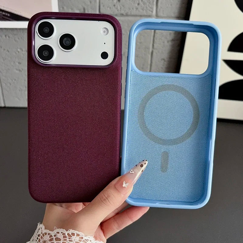 Luxury Official Technology Woven Magnetic Case For iPhone 18 17 16 15 14 13 Pro Max For Magsafe Technical Fabric Original Cover