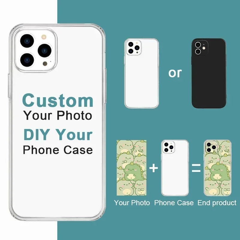 Creative Custom Personalized Phone Case for iPhone 16 15 14 13 12 11 Pro Max Mini X XS XR 8 7 Plus SE Design Picture Photo Cover