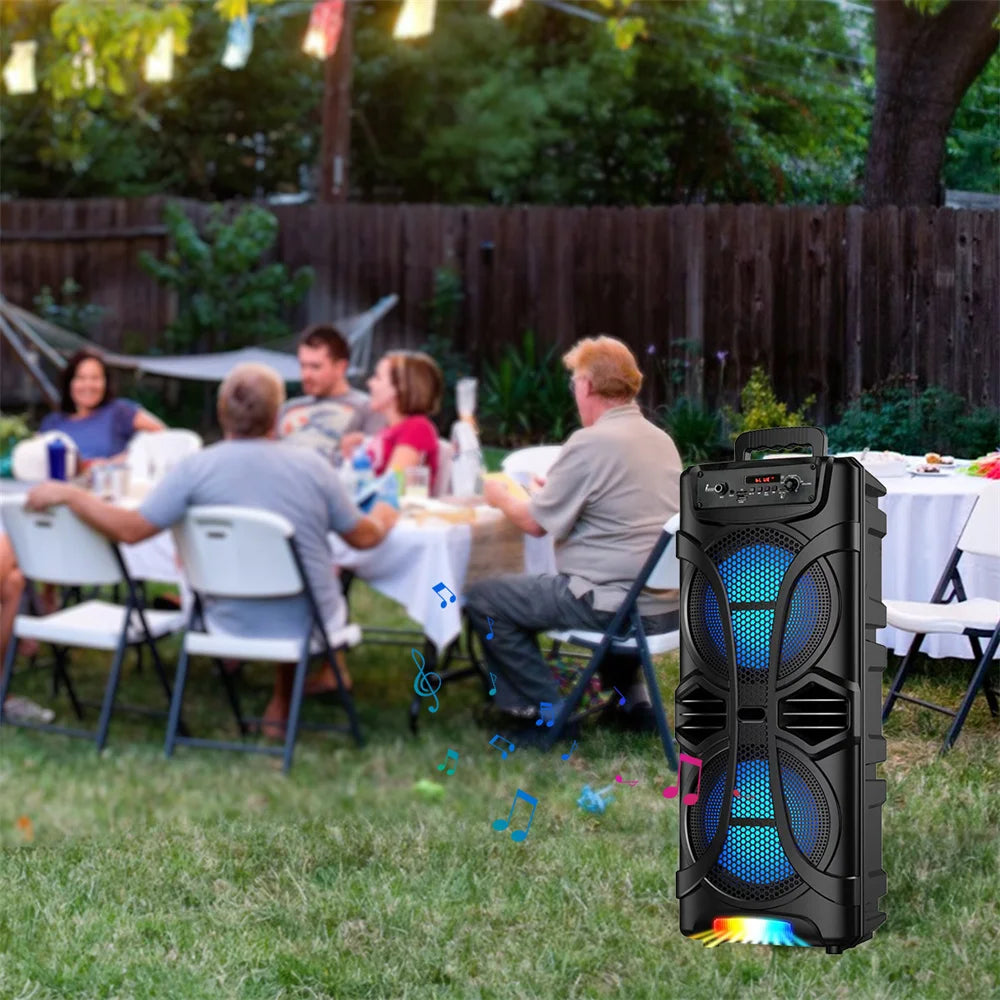 6000W Portable Party Bluetooth Speaker Sound System Rechargeable Outdoor Loud Karaoke Dual 8 " Speaker