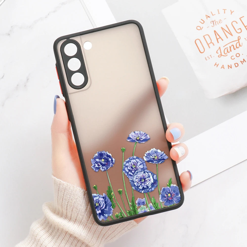 For Samsung S24 S22 S26 Ultra Case Cover Samsung Galaxy S25 S23 Ultra S21 Plus S20 FE Note 20 Ultra Lavender Flowers Clear Cases