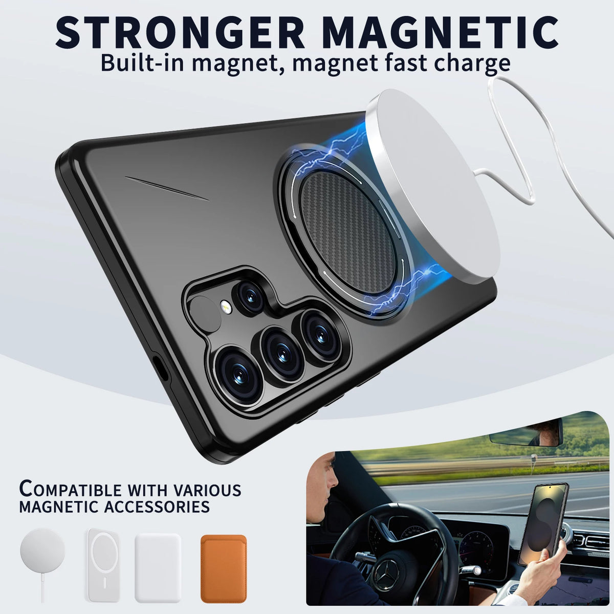 360° Folding Stand Magnetic Case For Samsung Galaxy S25 FE S24 S23 S26 Ultra Plus A56 A36 A26 A17 A07 A55 A35 A25 A14 A06 Cover