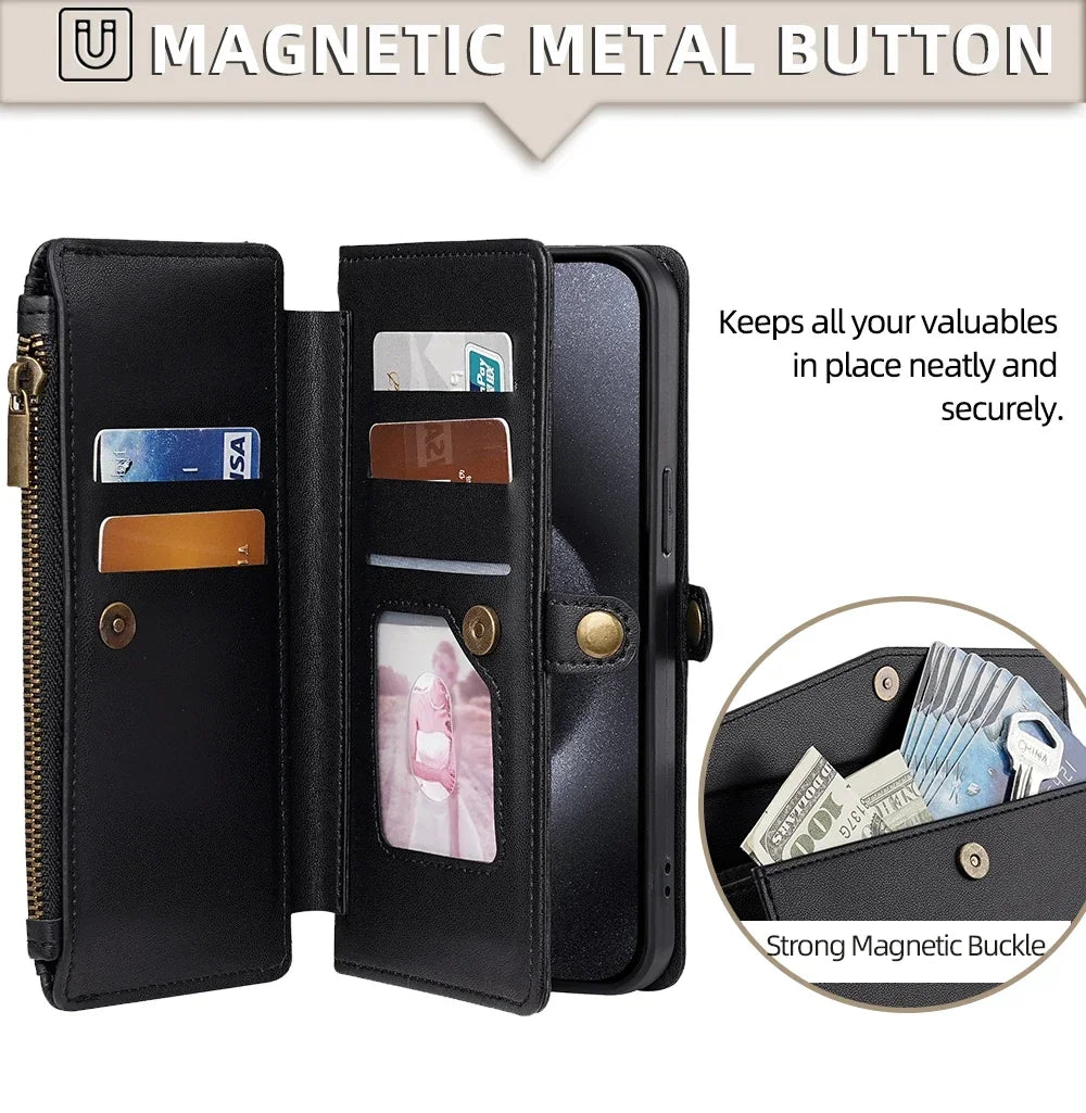 Flip Cover Wallet Phone Case For Samsung Galaxy S26 S25 S24 S23 S22 S21 FE Plus Ultra Edge 5G PU Leather Multi-Functional Bags