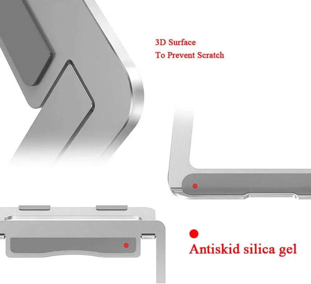 Ergonomic Aluminum Alloy Laptop Stand Foldable Adjustable Desktop Riser Cooler Bracket for 10-17 Inch MacBook Notebook PC Holder