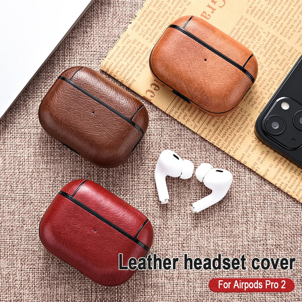 Leather PU Earphone Cover For AirPods Pro 3 2025 Case For AirPods Pro 2 2nd Pro2 Cases For AirPods 5 4 3 2 Funda Headphone Coque