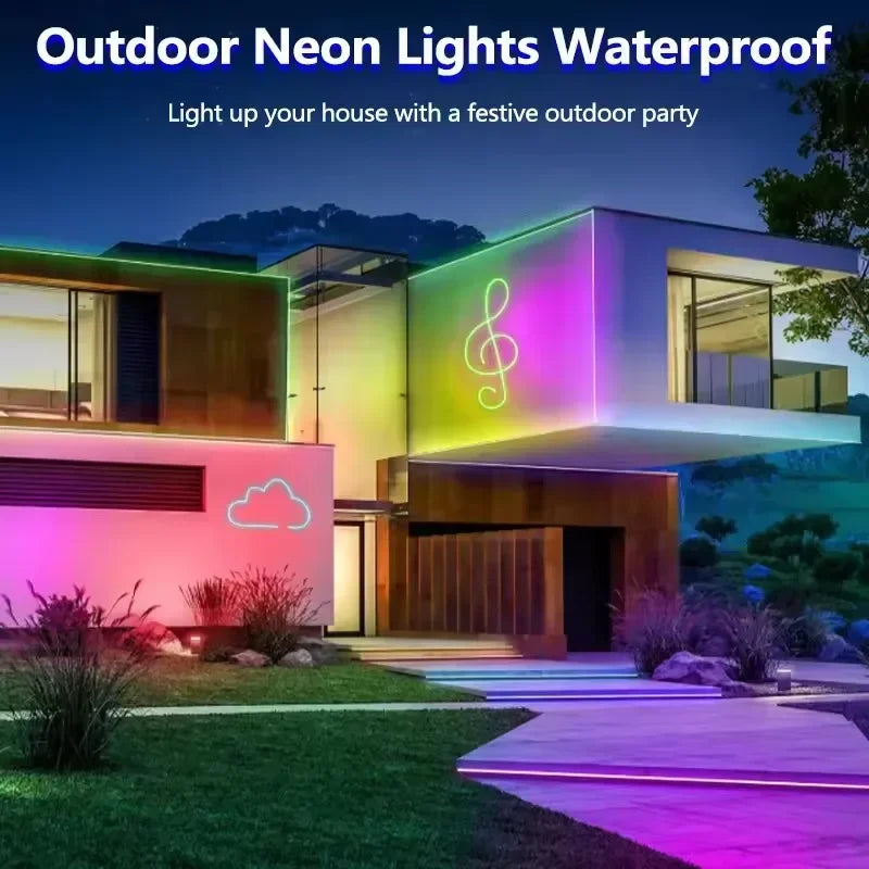 24V Neon Rgb Led Strip Light Remote Control Waterproof Outdoor 5M 10M 15M 20 Meter 30M Led Flexible Neon Rope Ribbon Tape Band