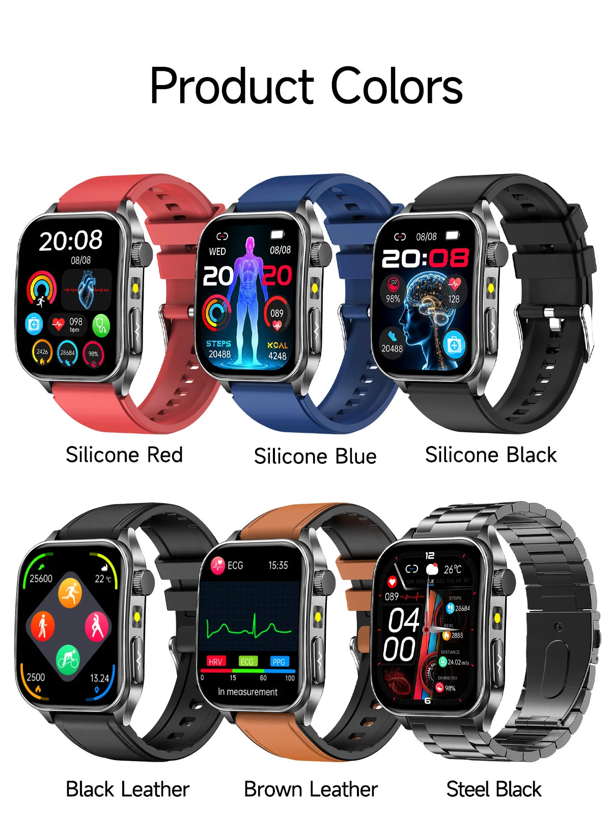 2026 New Health Smart Watch Laser Therapy Reduce Three Highs Blood Oxygen Pressure Uric Acid Blood Lipid ECG Smartwatch For Man