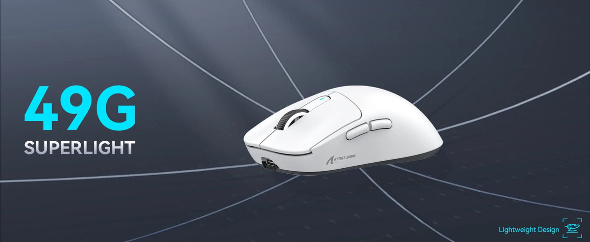 ATTACK SHARK X3 Wireless Gaming Mouse,49g Ergonomic PC Mouse,Triple Modes PAW3395 26K DPI Optical Sensor,Programmable Buttons