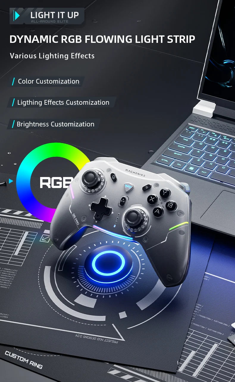 Machenike Gamepad Wireless Gaming Controller G5 Pro Elite Hall Trigger Joystick Mecha-Tactile Buttons For Switch PC Android IOS
