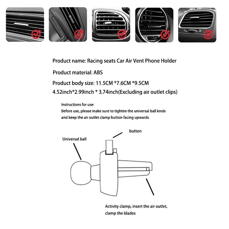 Car Phone Holder Smartphone Mount Gravity Car Air Outlet Clip Stand No Magnetic Support in Car For iPhone Xiaomi Samsung Huawei