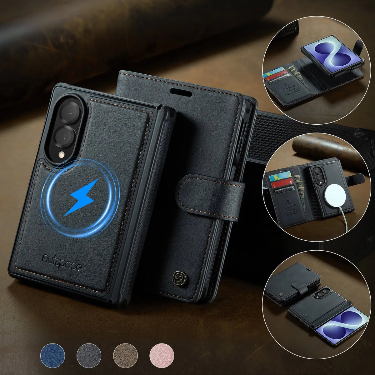 Galaxy Z Fold8 2 In1 Detachable Flip Cover Leather Wallet Case For Samsung Galaxy Z Fold 8 Magnet Card Slots Holder Wallet