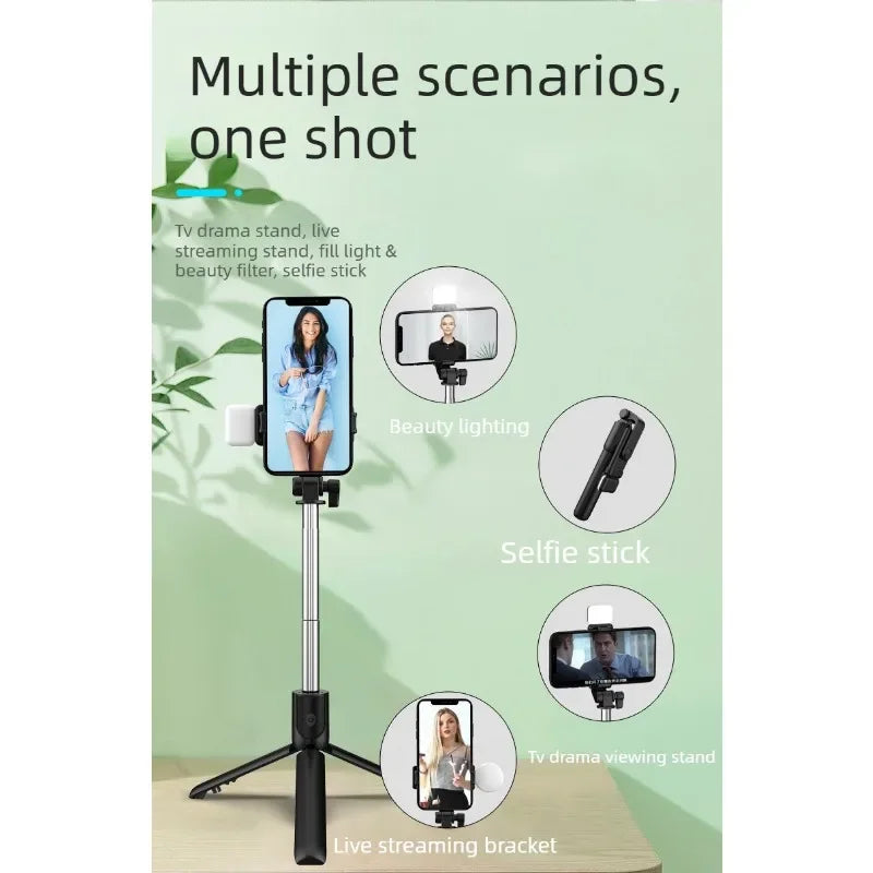 Mobile phone Bluetooth selfie stick live streaming fixed extension rod desktop stand all-in-one selfie tripod