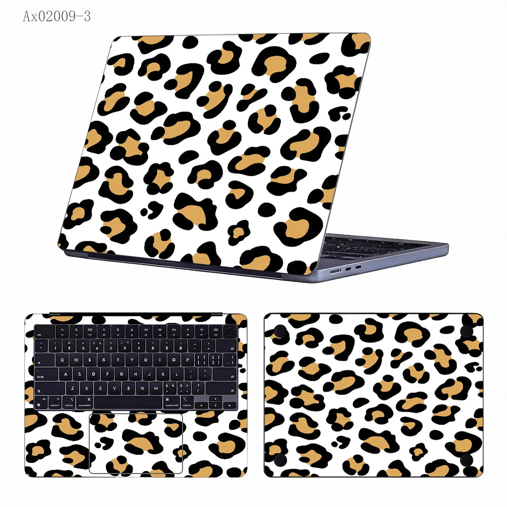 2 pcs Aesthetic Light Leopard Laptop Stickers Set Self-Adhesive Removable Laptop Covers for MacBook Notebook Protective Skins
