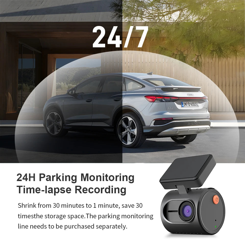 2K Mini Dash Camera Front DVR KAWA MINI 3 Hidden Dash Cam Video Recorder Emergency Voice Control Night Vision WiFi Dashcam
