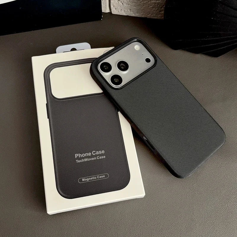 Luxury Official Technology Woven Magnetic Case For iPhone 18 17 16 15 14 13 Pro Max For Magsafe Technical Fabric Original Cover