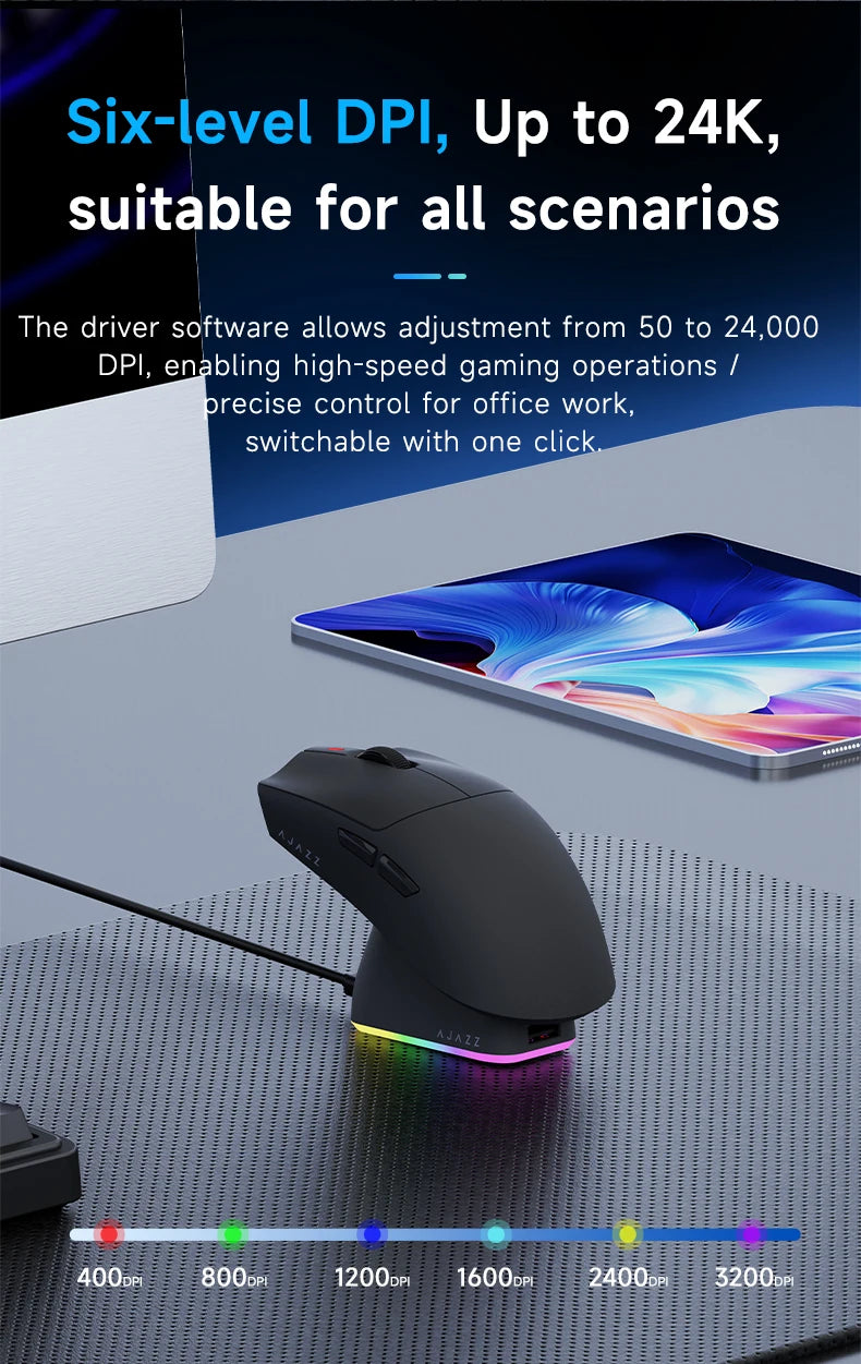 Wireless Gaming Mouse AJ139-V2/AJ139P-V3-MC with 12000DPI Max AJ139P MAX with 32000DPI Magnetic Charging Base Gaming Mouse