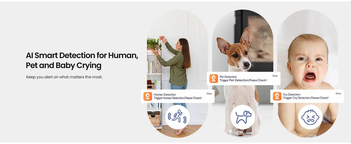 Tenda 2K Indoor Camera WiFi6 Wireless Cameras for Home Security One-Touch Calling Human/Pet/Baby Crying Detection Night Vision
