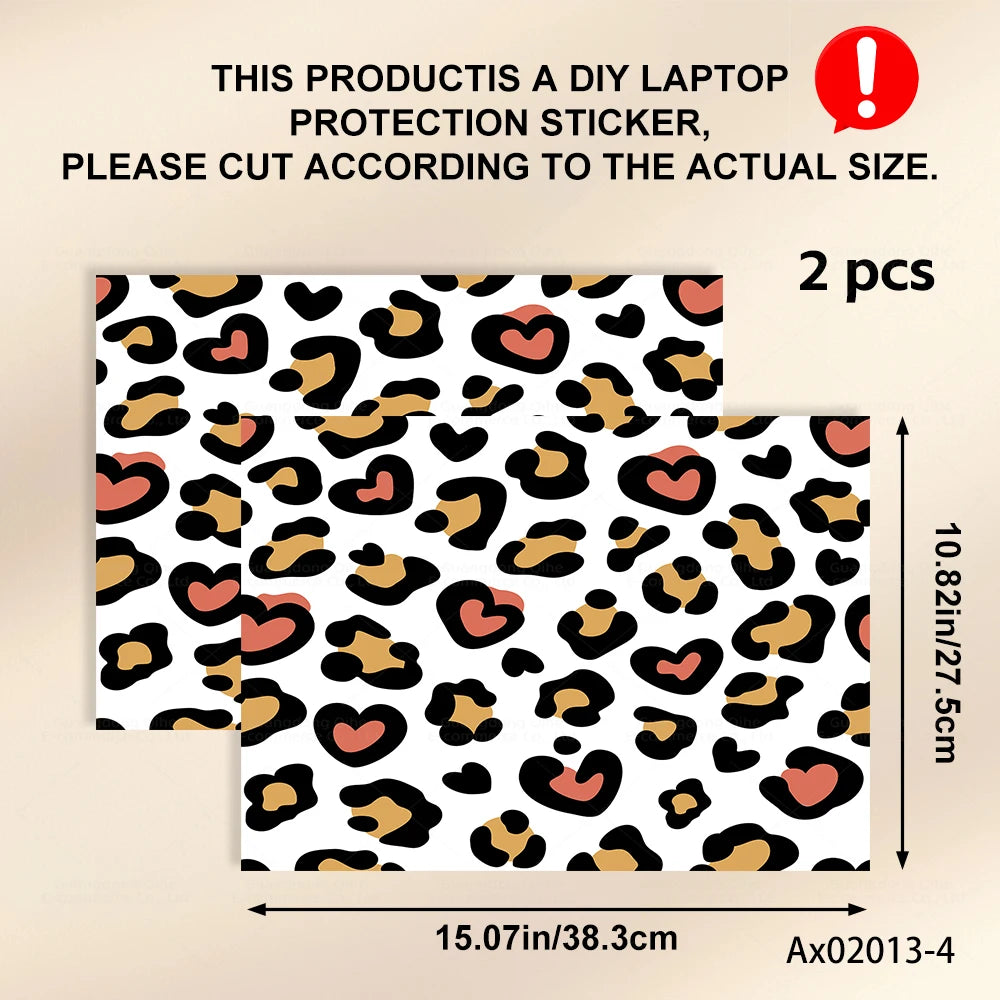 2 pcs Aesthetic Light Leopard Laptop Stickers Set Self-Adhesive Removable Laptop Covers for MacBook Notebook Protective Skins