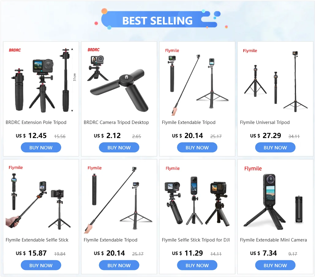 Flymile Action 6 Extendable Tripod Selfie Stick With Quick-release Base for DJI OSMO Action 6 Accessories Vlog Handle