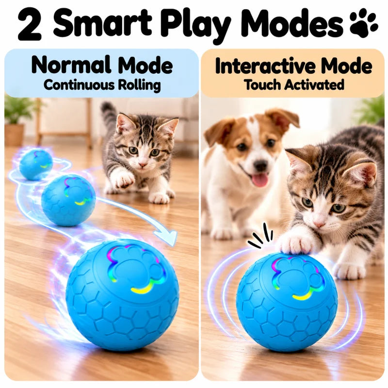 Interactive Smart Pet Toy Ball Motion Activated Hunting Toy Automatic Rolling Color Changing Self Entertainment Cat Small Dog