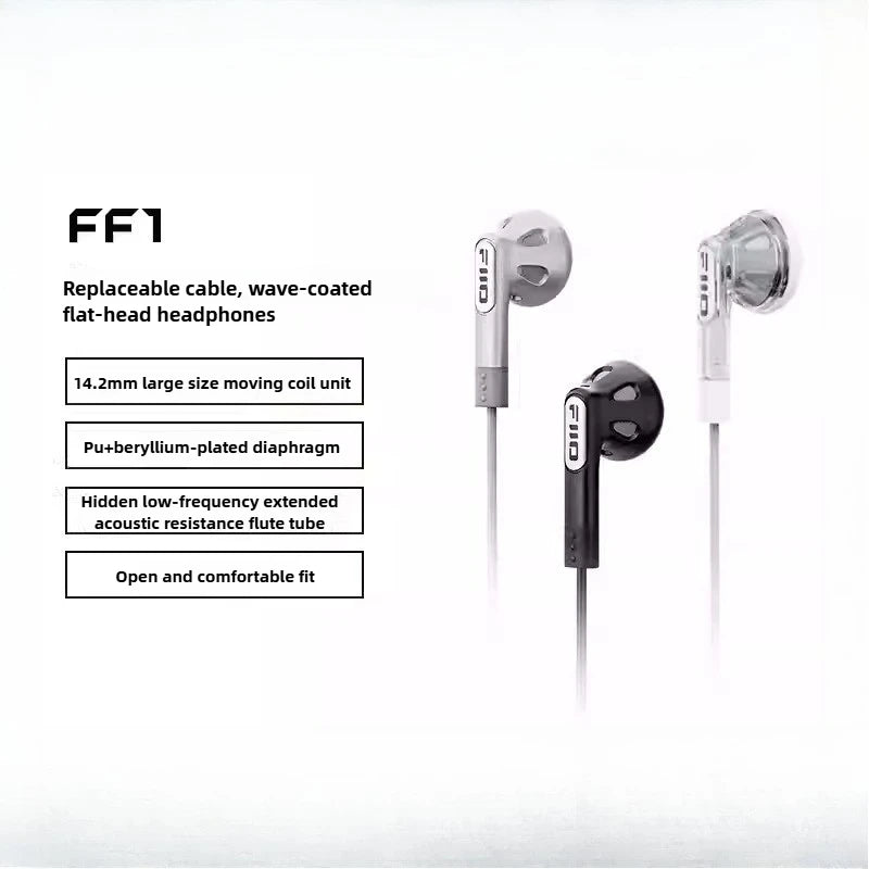 FiiO FF1 Wired in Ear Headphones Ergonomics Lightweight Portable Earbuds Beryllium Plated Diaphragm Detachable Cable Headphones