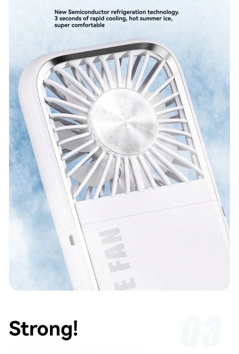 Summer Portable Ultra-thin Neck Small Fan F30 USB Charging Semiconductor Refrigeration Infinity Handheld Icing Fan