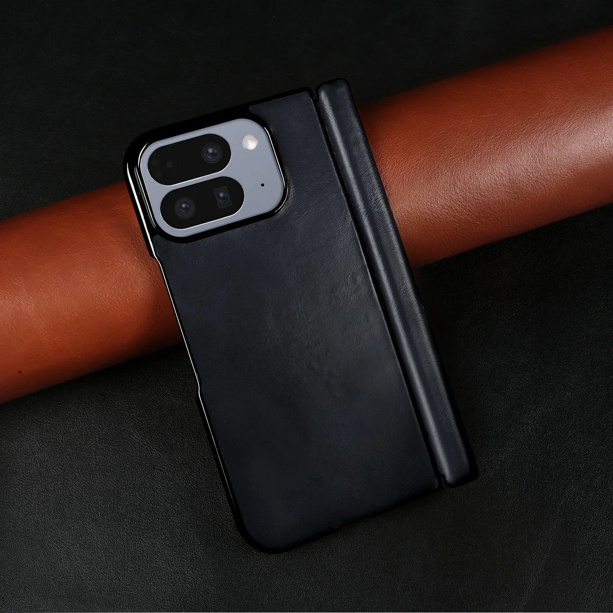 Luxury Genuine Leather Case for Google Pixel 11 Pro Fold 10Pro Fold Oil Wax Central Axis Pattern Phone Back Cases Without Front